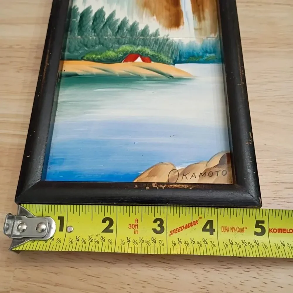 Okamoto Signed Japanese Art Mid-Century Modern Vibrant Hand Painted Tiles